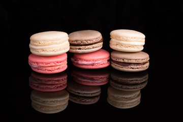 Colorful macarons, top view, macro,close-up.