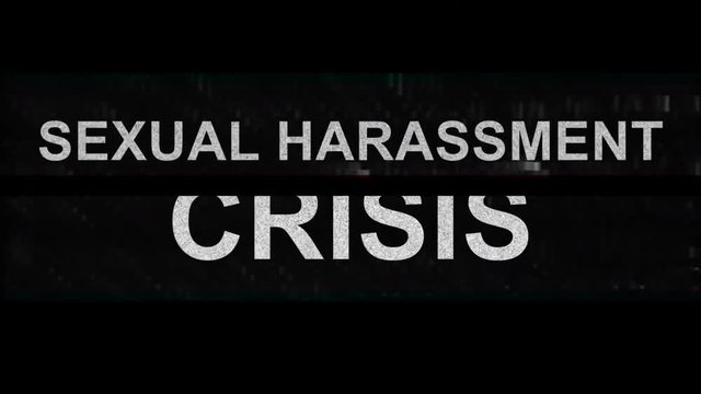Sexual Harassment Crisis Title with Glitches