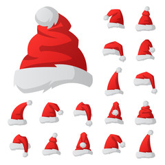 Santa claus fashion red hat modern elegance cap winter xmas holiday top clothes vector illustration. - 181714911