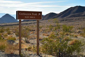 Corkscrew Peak sign Death Valley