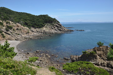 Fototapeta premium 友ヶ島から見える海 風景 水平線 無人島 海 岩場 海岸