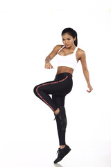 Fitness Girl in Sexy Cute Sport Bra black spandex