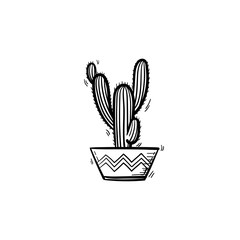 Decorative potted house plant - cactus sketch icon for web, mobile and infographics