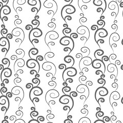 Seamless pattern with hand-drawn strips of curls