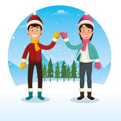 winter sports happy people cartoon vector illustration graphic design