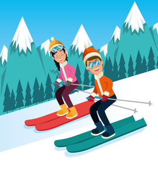 people doing winter sports vector illustration graphic design