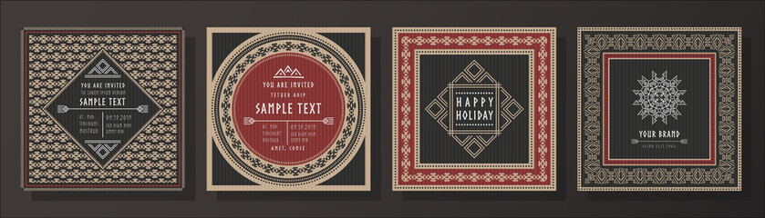 Abstract tribal vector invitation template set.