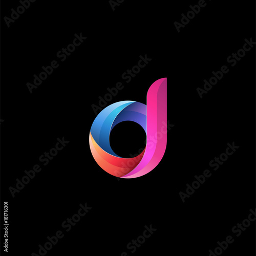 "Initial lowercase letter d, curve rounded logo, gradient ...