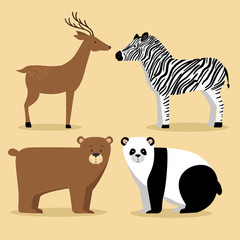 set of wild animal cartoon vector illustration graphic design
