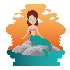 cute mermaid cartoon vector illustration graphic design