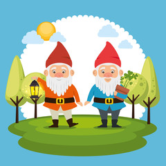 couple of fantastic character cute dwarf vector illustration graphic design