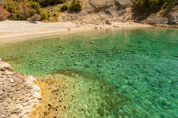 Small bay in the mediterranean sea with turquoise water