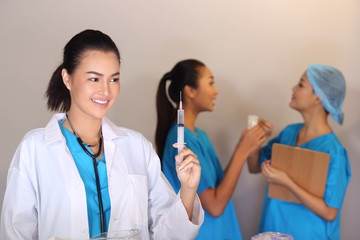 Woman Doctor in white shirt stethoscope show