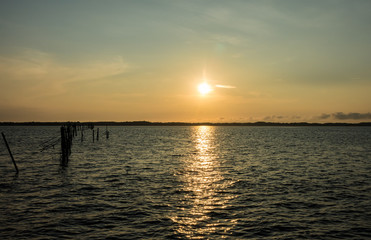 Fototapeta premium Golden sunrise above the sea in the morning