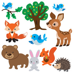 Cartoon forest animals vector illustration