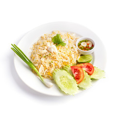 Fried rice with Crab isolated on white background