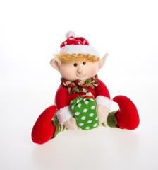 toy or christmas angel soft toy on the background.