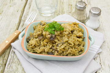 risotto poulet et champignons