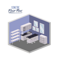 isometric floor plan of home kitchen room interior colorful silhouette