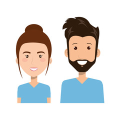 Woman and man health professional over blue background vector illustration