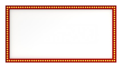 Red Marquee light board sign retro on white background. 3d rendering