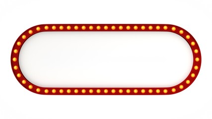 Red Marquee light board sign retro on white background. 3d rendering
