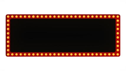 Red Marquee light board sign retro on white background. 3d rendering