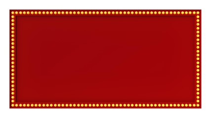 Red Marquee light board sign retro on white background. 3d rendering