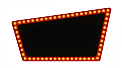 Fotobehang Retro compositie Red Marquee light board sign retro on white background. 3d rendering