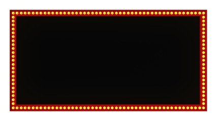Red Marquee light board sign retro on white background. 3d rendering