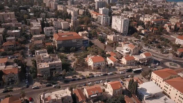 Top - down shot of Haifa city in Israel | 2017 | 4k