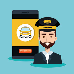 call center driver taxi service app cartoon vector illustration