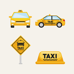 taxi service set transport order internet elements vector illustration
