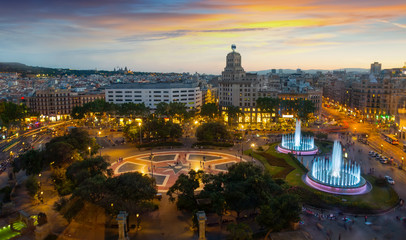 Night view of Plaza Catalunya, Barcelona