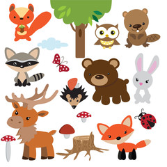 Vector cartoon forest animal illustration