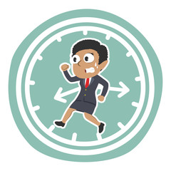 African businesswoman running inside clock– stock illustration