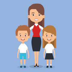 teacher school with children avatar character vector illustration design