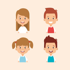 little students avatars characters vector illustration design