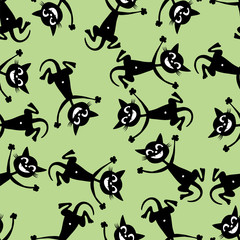 black cats. seamless pattern