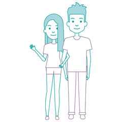 lovers couple avatars characters vector illustration design