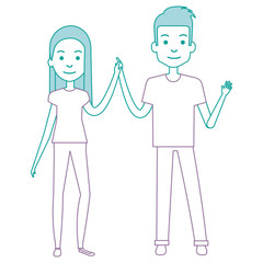 lovers couple avatars characters vector illustration design