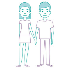lovers couple avatars characters vector illustration design