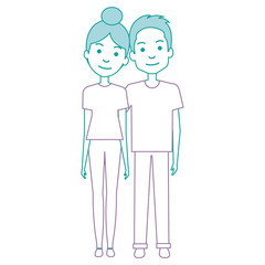 lovers couple avatars characters vector illustration design