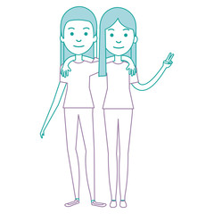 couple of female friends avatars vector illustration design