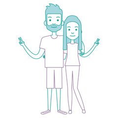lovers couple avatars characters vector illustration design