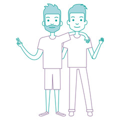 couple of male friends avatars vector illustration design
