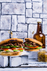 Sandwich with meat and vegetables