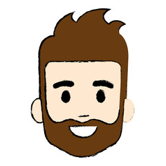 young man head avatar character vector illustration design