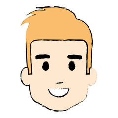 young man head avatar character vector illustration design