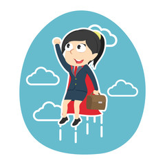 Super businesswoman flying up– stock illustration